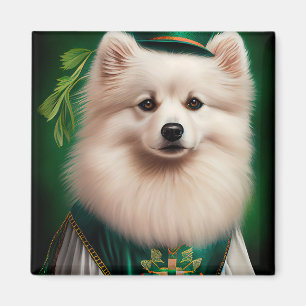 American Eskimo dog in St. Patrick's Day Dress  Magnet