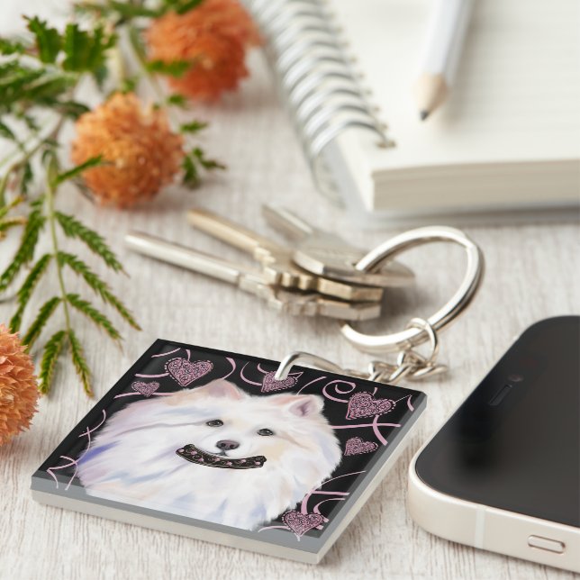American Eskimo Dog  Key Ring (Front Right)