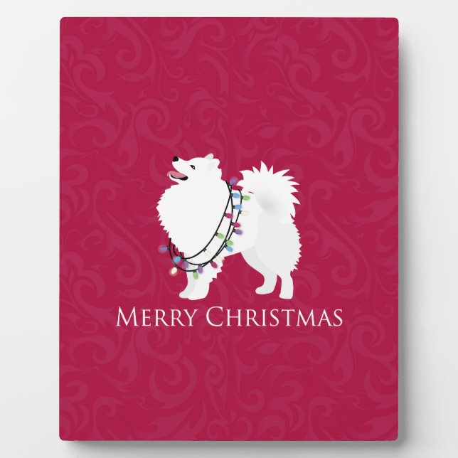 American Eskimo Dog Merry Christmas Design Plaque (Front)