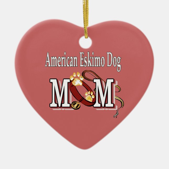 American Eskimo Dog MOM Ceramic Tree Decoration (Front)