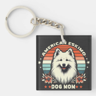 American Eskimo Dog Mum in Vintage Serenity Key Ring