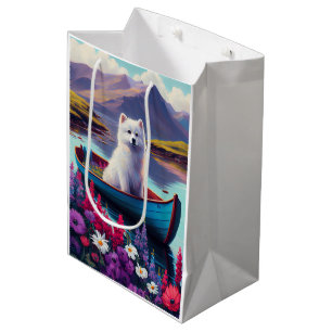 American Eskimo Dog on Paddle: A Scenic Adventure Medium Gift Bag