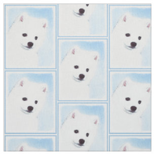 American Eskimo Dog Painting - Original Dog Art Fabric