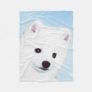 American Eskimo Dog Painting - Original Dog Art Fleece Blanket