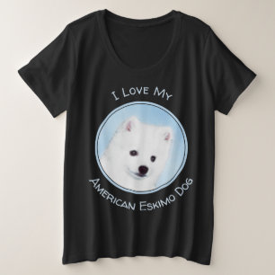 American Eskimo Dog Painting - Original Dog Art Plus Size T-Shirt