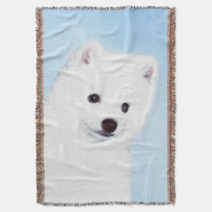 American Eskimo Dog Painting - Original Dog Art Throw Blanket