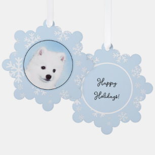 American Eskimo Dog Painting - Original Dog Art Tree Decoration Card