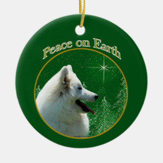 American Eskimo Dog Peace Ceramic Tree Decoration
