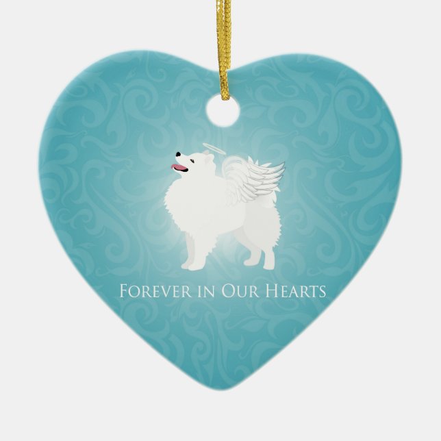 American Eskimo Dog Pet Loss Sympathy Design Ceramic Tree Decoration (Front)