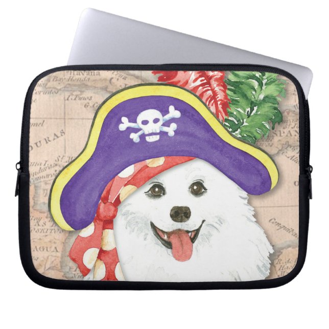 American Eskimo Dog Pirate Laptop Sleeve (Front)