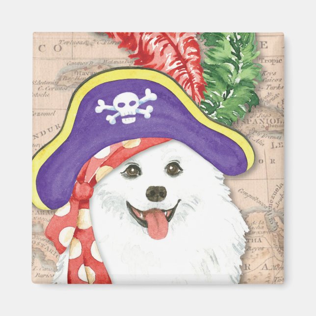 American Eskimo Dog Pirate Magnet (Front)