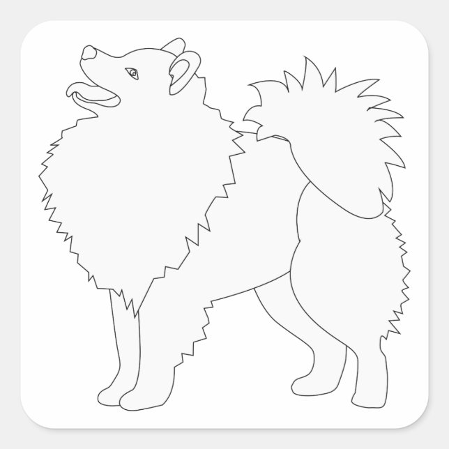 American Eskimo Dog Ready to Colour Design Square Sticker (Front)