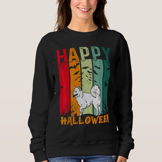 American Eskimo Dog   Retro Style Halloween Dinner Sweatshirt (Front)