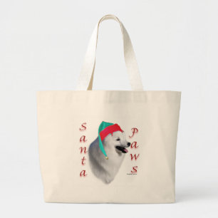 American Eskimo Dog Santa Paws Large Tote Bag