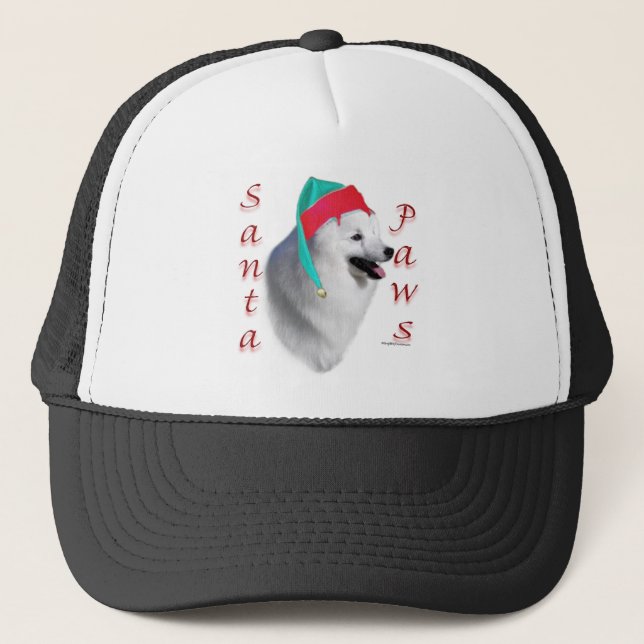 American Eskimo Dog Santa Paws Trucker Hat (Front)