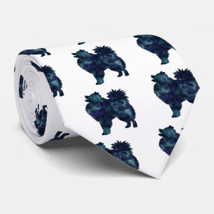 American Eskimo Dog Silhouette Designs Tie