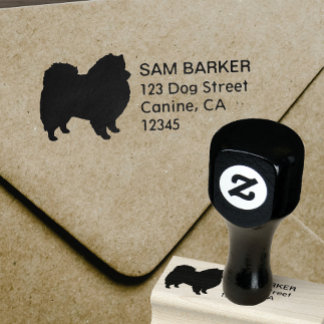 American Eskimo Dog Silhouette Return Address Rubber Stamp