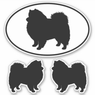 American Eskimo Dog Silhouette Vinyl Sticker Set
