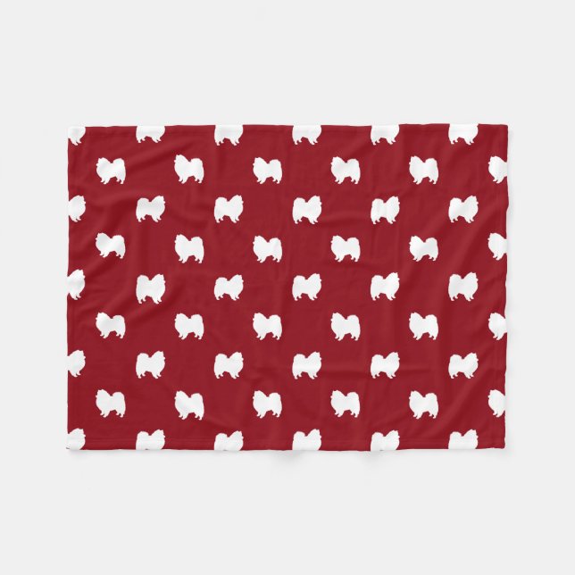 American Eskimo Dog Silhouettes Eskies Pattern Fleece Blanket (Front (Horizontal))