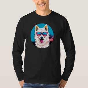 American Eskimo Dog Wearing Sunglasses Retro T-Shirt