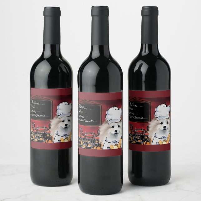 American Eskimo Dog Wine Label (Bottles)