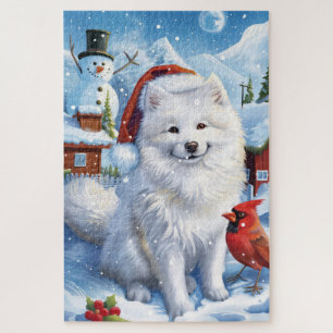 American Eskimo Dog Winter Wonderland Christmas Jigsaw Puzzle