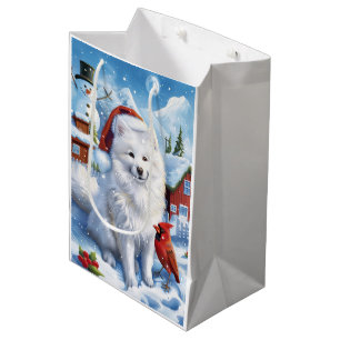 American Eskimo Dog Winter Wonderland Christmas Medium Gift Bag