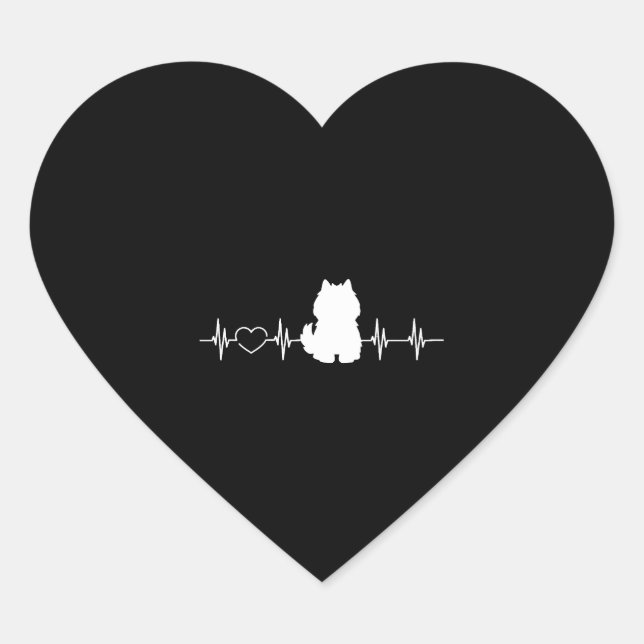 American Eskimo Dogs Heartbeat Heart Sticker (Front)
