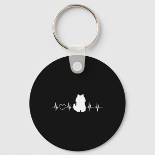 American Eskimo Dogs Heartbeat Key Ring