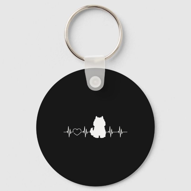 American Eskimo Dogs Heartbeat Key Ring (Front)