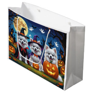 American Eskimo Dogs Pumpkin Halloween Funny Large Gift Bag