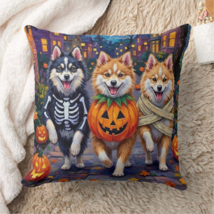 American Eskimo Dogs Trick-or-Treating Halloween Cushion