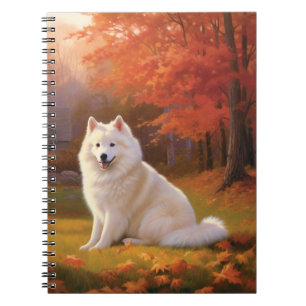 American Eskimo in Autumn Leaves Fall Inspired Notebook