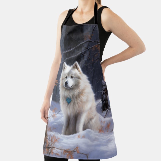American Eskimo Let It Snow Christmas  Apron (Insitu)