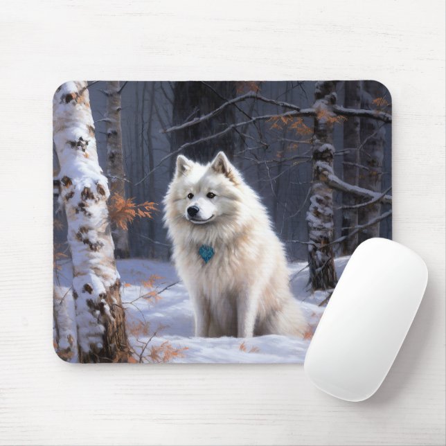 American Eskimo Let It Snow Christmas  Mouse Pad (With Mouse)
