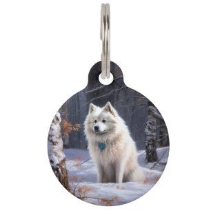 American Eskimo Let It Snow Christmas Pet Tag