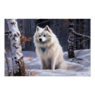 American Eskimo Let It Snow Christmas Poster