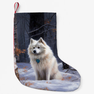 American Eskimo Let It Snow Christmas  Small Christmas Stocking