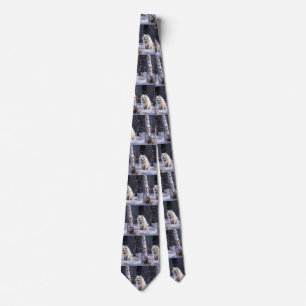 American Eskimo Let It Snow Christmas Tie