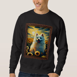 American Eskimo Painting Sunflower Flower Mom Wome Sweatshirt