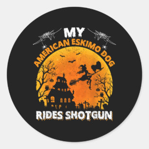 American Eskimo Ride Shotgun American Eskimo Dog Classic Round Sticker