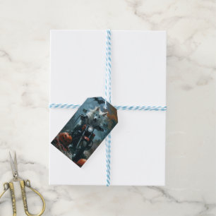 American Eskimo Riding Motorcycle Halloween Scary Gift Tags