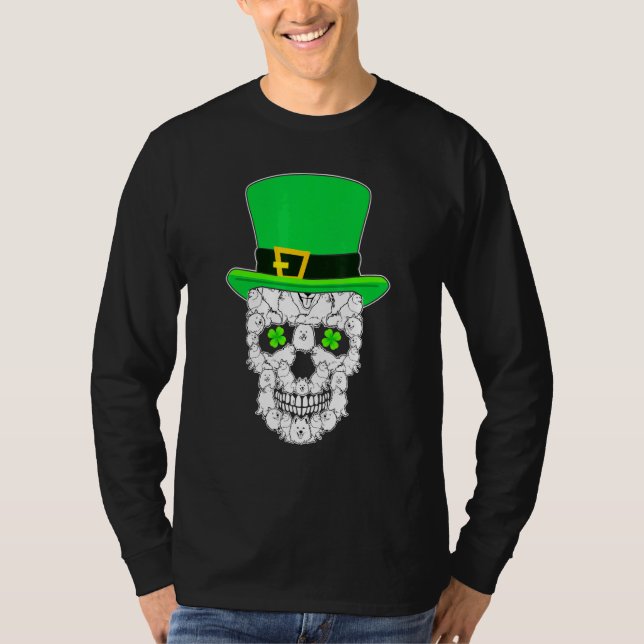 American Eskimo Skull Dog St Patricks Day T-Shirt (Front)
