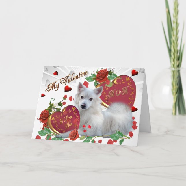 American Eskimo Valentine MOM Holiday Card (Front)