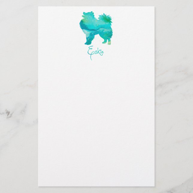 American Eskimo Watercolor Design Stationery (Front)