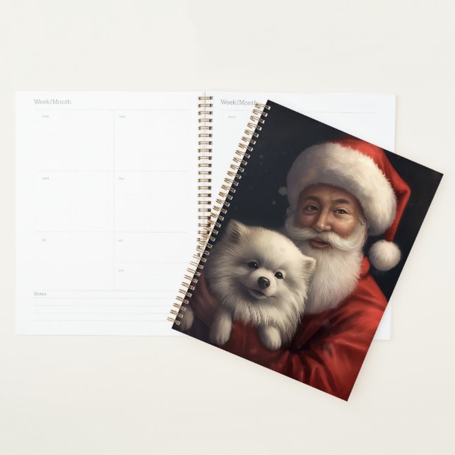 American Eskimo with Santa Claus Festive Christmas Planner (Display)