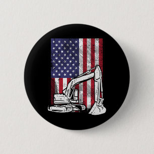 American Excavator Fourth Boys 4th Of July Toddler 6 Cm Round Badge