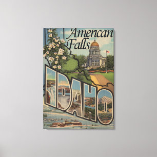 American Falls, Idaho - Large Letter Scenes Canvas Print