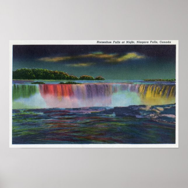 American Falls Illuminated at Night during Winte Poster (Front)