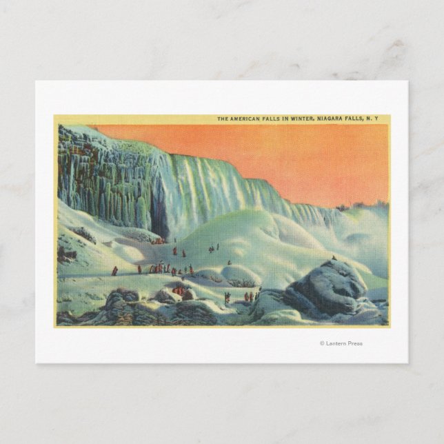 American Falls in Winter with Sunset Postcard (Front)